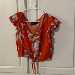 Mink Pink Tie Front Top (Size L)